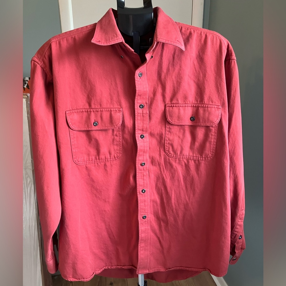 American Outfitters Red Cotton Button Up Shirt | Workwear Style | L